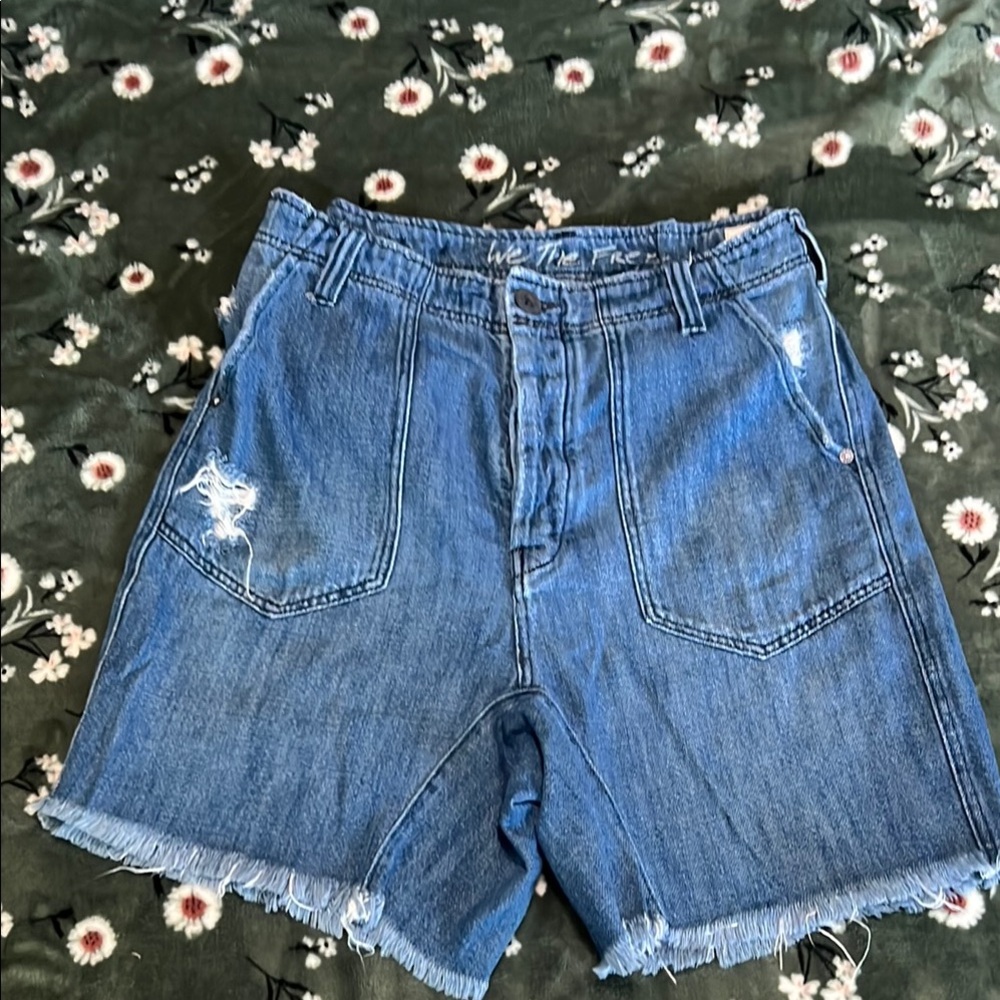 NWOT Free People We The Free Button Fly Distressed Shorts